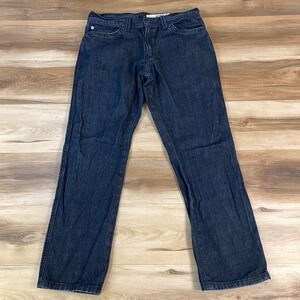 DKNY Jeans Bleecker Men 33x30 Heritage 100% Cotton Straight Leg Dark Indigo Wash